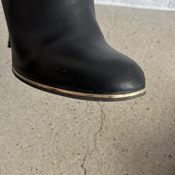 Givenchy Black Leather Stiletto Heeled Boots with Gold Metal Detail - Picture 10 of 11